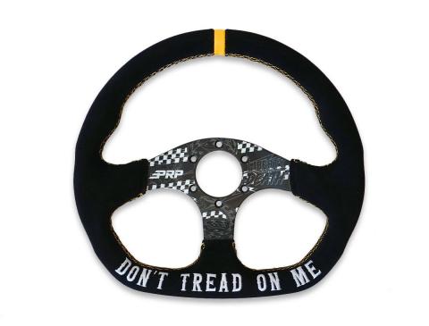Don't Tread on Me Comp-R Suede Steering Wheel 13 Inch Diameter D-Shaped PRP Seats