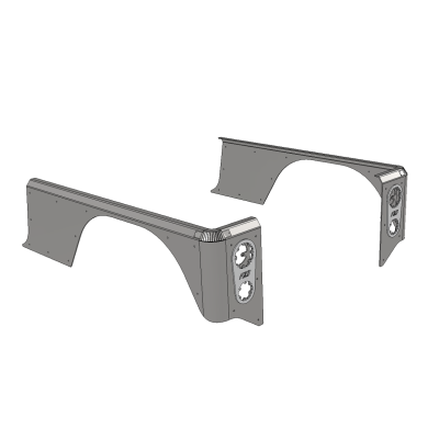 Aluminum 15 Inch Stretch Over the Rail Corner Armor for Jeep YJ Motobilt