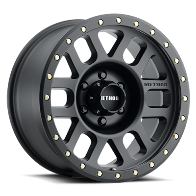 Aluminum Wheels 17x8.5 Grid MR309 Bolt Pattern 6 On 135 Offset 0 Lip Size 1.61 Titanium GY Black Street Loc Method