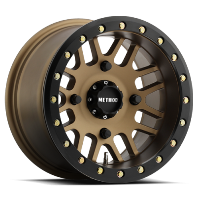 Aluminum Wheels 14x10 MR406 Beadlock UTV Bolt Pattern 4 On 156 Offset -2 Method Bronze BRZ Matte Black Ring Method