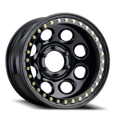 Aluminum Wheels 17x9.5 Rock 8 RT81 Gloss Black Beadlock Offset 5 on 114.3 Bolt Pattern 83.82 Bore Raceline