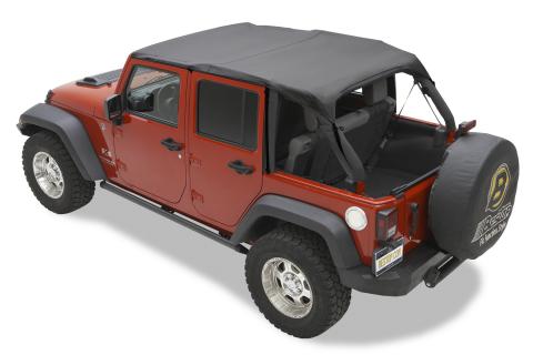 Jeep Bikini Top Header Safari Bikini Tops For Jeep 2010-2018 Wrangler JK 4 Door Black Diamond Fabric Bestop