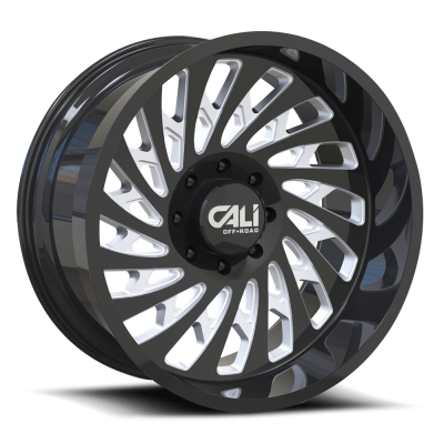 Cast Aluminum Wheels Switchback 9108 GB 24x12 Milled Spokes Gloss Black 8 On 165.1 Bolt Pattern -51 Offset Cali Offroad Wheels