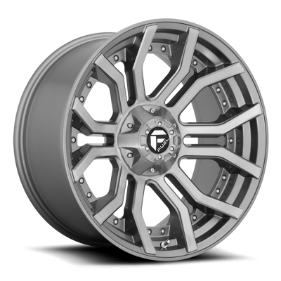 Aluminum Wheels 22X10 Rage Platinum D713 5 On 127/5 On 139.7 Brushed Gunmetal Gray Tinted Clear 87.1 Bore -18 Offset Fuel Off Road Wheels