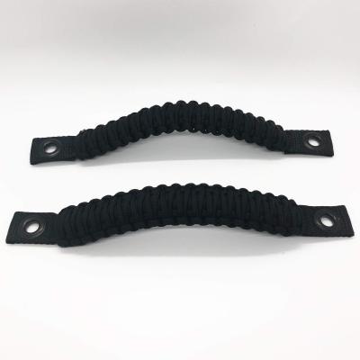 Paracord Grab Handles Rear Pair Bolt-On for 18-25 Jeep Wrangler JL, JLU Made in USA 550 Paracord Black / Black