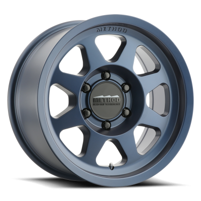 Aluminum Wheels 15x7 Bead Grip MR701 Bolt Pattern 5 On 100 Offset 15 Lip Size 0.91 Bahia Blue BL Method