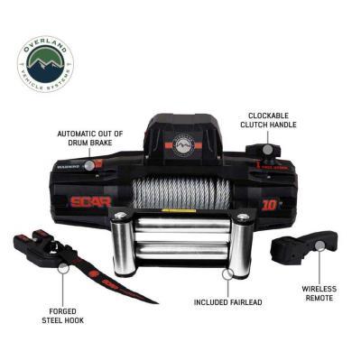 SCAR 10 - 10,000 lb. Winch With Steel Cable and Wireless Remote Overland Vehicle Systems