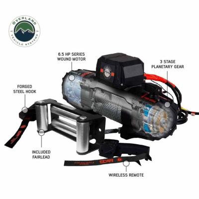 SCAR 10 - 10,000 lb. Winch With Steel Cable and Wireless Remote Overland Vehicle Systems