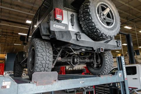 2.75 Inch Cat-Back Single Rear Exit with Turn Down Tip 07-18 Jeep Wrangler JKU 116 Inch Wheel Base Corsa Performance