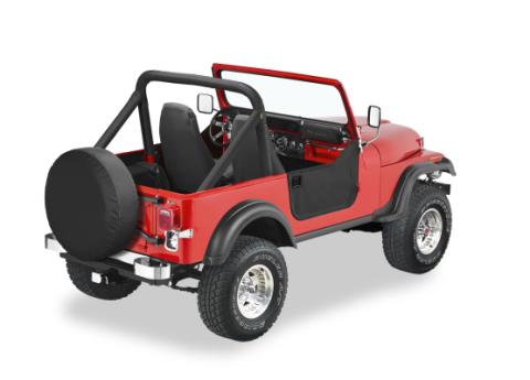 Lower Fabric Half Doors For Jeep 1980-1986 CJ7 W/Post Style Strikers With Post Style Strikers Black Crush Bestop