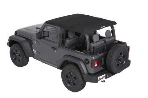 Trektop Slantback Soft Top For Jeep 2018-Current Wrangler JL 2 Door Black Diamond Bestop