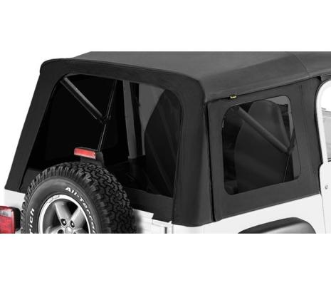 Window Replacement Set For Jeep 1997-2006 Wrangler TJ Fits Supertop Classic 51709, 51710, 51713, 54709, 54710, 54700, 54703, 54713 Black Denim Bestop