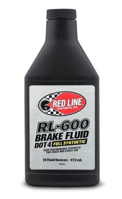 Synthetic Brake Fluid DOT 4 RL-600 16oz Red Line Oil