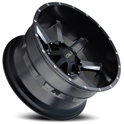 Cast Aluminum Wheels Busted 9100 SB 22x12 Milled Spokes Satin Black 6 On 135/6 On139.7 Bolt Pattern -44 Offset Cali Offroad Wheels