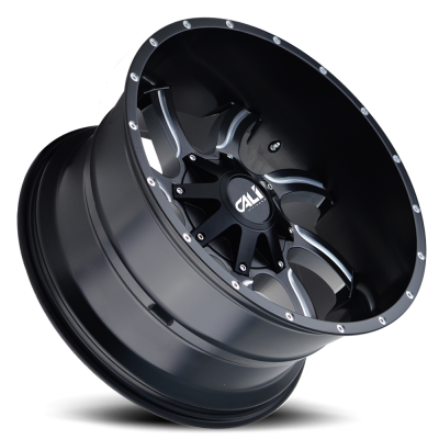 Cast Aluminum Wheels Twisted 9102 SB 20x12 Milled Spokes Satin Black 6 On 135/6 On139.7 Bolt Pattern -44 Offset Cali Offroad Wheels