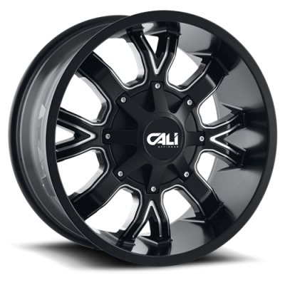 Cast Aluminum Wheels Dirty 9104 SB 22x14 Milled Spokes Satin Black 6 On 135/6 On139.7 Bolt Pattern -76 Offset Cali Offroad Wheels