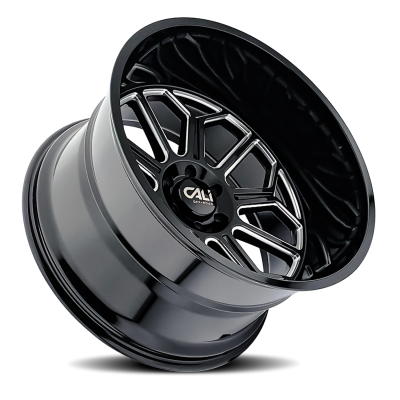 Cast Aluminum Wheels Auburn 9117 BM 22x12 Milled Gloss Black 6 On 135 Bolt Pattern -51 Offset Cali Offroad Wheels