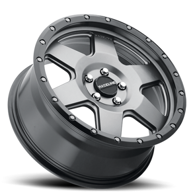 Aluminum Wheels 17x9 Boost 946G Satin Gunmetal Gray 6 Spoke 0 Offset 5 on 139.7 Bolt Pattern 107.95 Bore Raceline