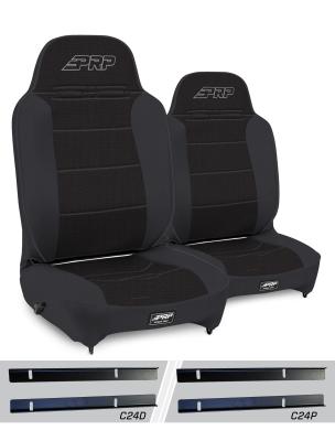 Enduro High Back Reclining Suspension Seats Kit for 03-06 Jeep Wrangler TJ Pair Black PRP Seats