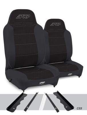 Enduro High Back Reclining Suspension Seats Kit for 95-01 Jeep Cherokee XJ Pair Black PRP Seats