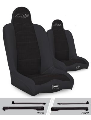 Daily Driver High Back Suspension Seats Kit for Jeep Wrangler CJ7/YJ Pair Black PRP Seats