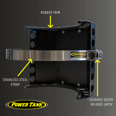 Gannett Locker 10 lb Aluminum Propane Bracket Stainless Steel Straps Black Power Tank