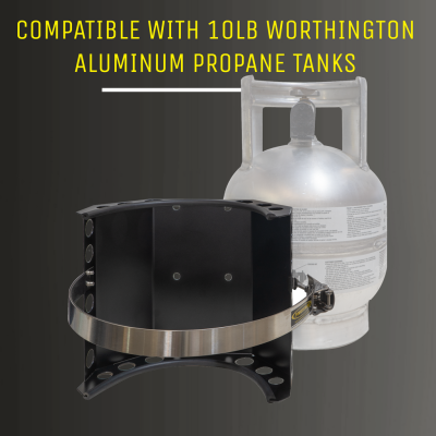 Gannett Locker 10 lb Aluminum Propane Bracket Stainless Steel Straps Black Power Tank