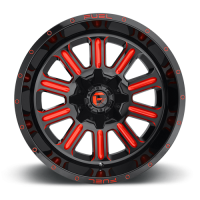 Aluminum Wheels 15X8 Hardline D621 5 On 114.3/5 On 120.65 Gloss Black/Candy Red 72.56 Bore -18 Offset Fuel Off Road Wheels