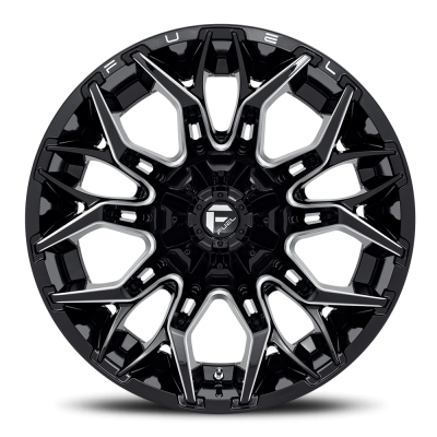 Aluminum Wheels 20X9 Twitch D769 5 On 114.3/5 On 127 Gloss Black/Milled 78 Bore 1 Offset Fuel Off Road Wheels