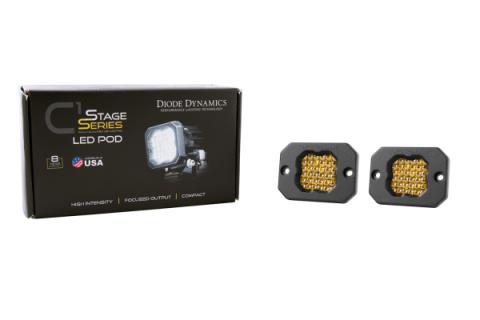 Stage Series C1 LED Pod Sport Yellow Flood Flush ABL Pair Diode Dynamics