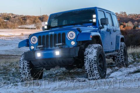 SS3 LED Fog Light Kit for 2007-2018 Jeep JK Wrangler White SAE Fog Pro w/ Backlight Type M Bracket Kit Diode Dynamics