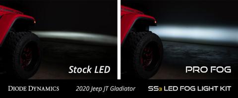SS3 LED Fog Light Kit for 2018-2021 Jeep JL Wrangler Yellow SAE Fog Pro w/ Backlight Type M Bracket Kit Diode Dynamics