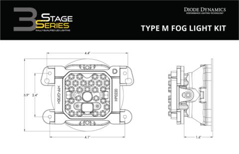 SS3 LED Fog Light Kit for 2011-2013 Jeep Grand Cherokee White SAE Fog Max w/ Backlight Type M Bracket Kit Diode Dynamics