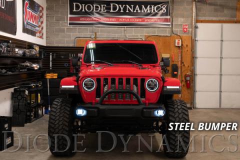 SS3 LED Fog Light Kit for 2020-2021 Jeep Gladiator Yellow SAE Fog Sport w/ Backlight Type MR Bracket Kit Diode Dynamics