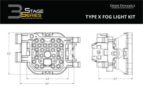 SS3 Sport Type SDX Kit ABL Yellow SAE Fog Diode Dynamics