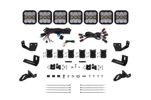 SS5 7-Pod CrossLink Mounting Kit for Prinsu/Sherpa Roof Racks, Pro White Combo Diode Dynamics