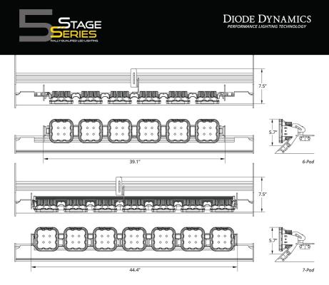 SS5 7-Pod CrossLink Mounting Kit for Prinsu/Sherpa Roof Racks, Pro Yellow Driving Diode Dynamics