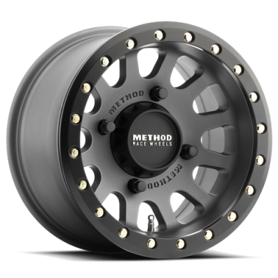 Aluminum Wheels 14x7 MR401 Beadlock UTV Bolt Pattern 4 On 156 Offset 13 Lip Size 1.97 Titanium GY Matte Black Ring Method