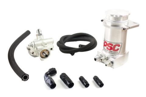 Pro Touring Type II Power Steering Pump and Brushed Aluminum Hydroboost Remote Reservoir Kit for Steering Gearbox Applications PSC Performance Steering Components