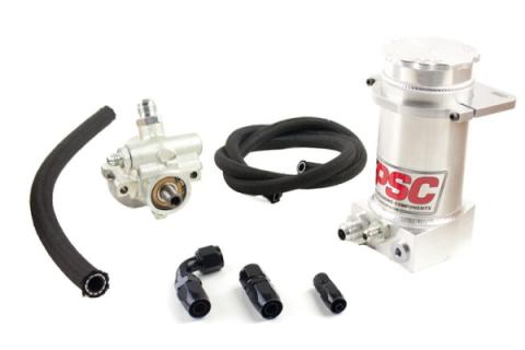 Pro Touring Type II Power Steering Pump and Brushed Aluminum Remote Reservoir Kit for Rack and Pinion Applications PSC Performance Steering Components