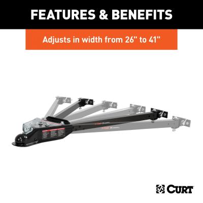 Curt Tow Bar with Adjustable-Width Arms Car Mount 2 Inch Ball 5000 lbs. Safety Cables and Coupler Lock Sold Separately) RockJock 4X4