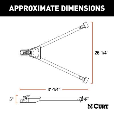 Curt Tow Bar with Adjustable-Width Arms Car Mount 2 Inch Ball 5000 lbs. Safety Cables and Coupler Lock Sold Separately) RockJock 4X4
