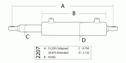 Single Ended Steering Cylinder Kit, 1.75 Inch X 6.0 Inch X 0.75 Inch Rod PSC Performance Steering Components