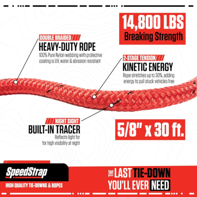 5/8 Inch Lil Mama Kinetic Recovery Rope - 30 Foot PRP Seats