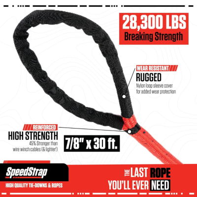 7/8 Inch Big Mama Kinetic Recovery Rope - 30 Foot PRP Seats