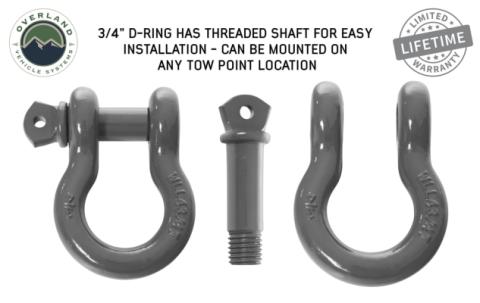 Recovery Shackle 3/4 Inch 4.75 Ton - Gray Universal Overland Vehicle Systems