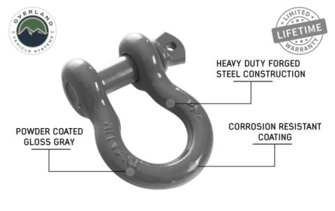 Recovery Shackle 3/4 Inch 4.75 Ton - Gray Universal Overland Vehicle Systems