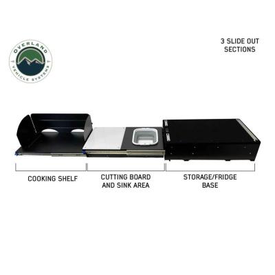 Cargo Box Kitchen With Slide Out Sink, Cooking Shelve and Slide Out Work Station Overland Vehicle Systems