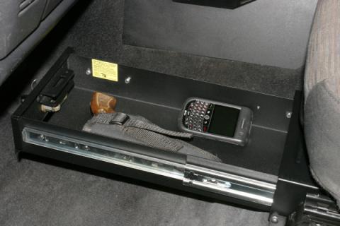 Front Driver Side Underseat Drawer - 97-06 Wrangjer TJ w/o Flip Seat Black Tuffy Security Products