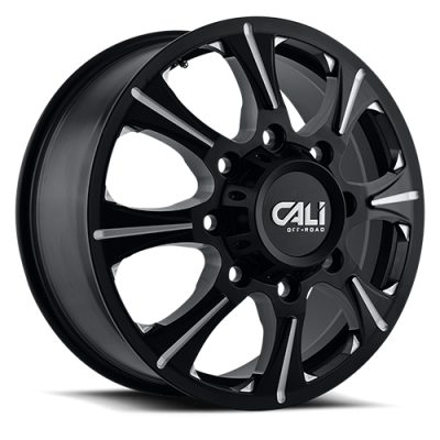 Dually Wheels Brutal Dually 9105 BK-M 20x8.25 Black 8 On 165.1 Bolt Pattern 127 Offset 116.7 Bore Cali Offroad Wheels